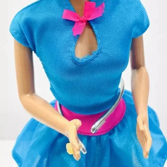 MATTEL BARBIE Doll Blond Hair Blue Eyes Turquoise Dress Earrings Shoes 12" Tall - Picture 7 of 12